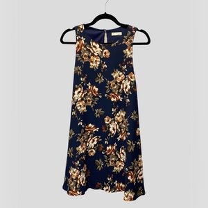 Like New Jella Couture Navy Floral Lined Shift Dress Size S